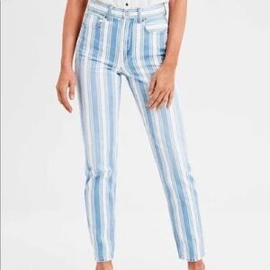 Striped Blue and White Women's Jeans